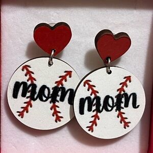 Baseball Mom Heart Earrings